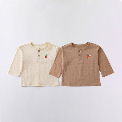 Embroidered Pattern Simple Style Soft Cotton Shirt-2