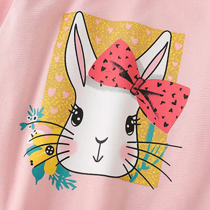 Baby Girl Cute Bunny Print Pattern Fashion Pullover Long Sleeve Hoodies-2