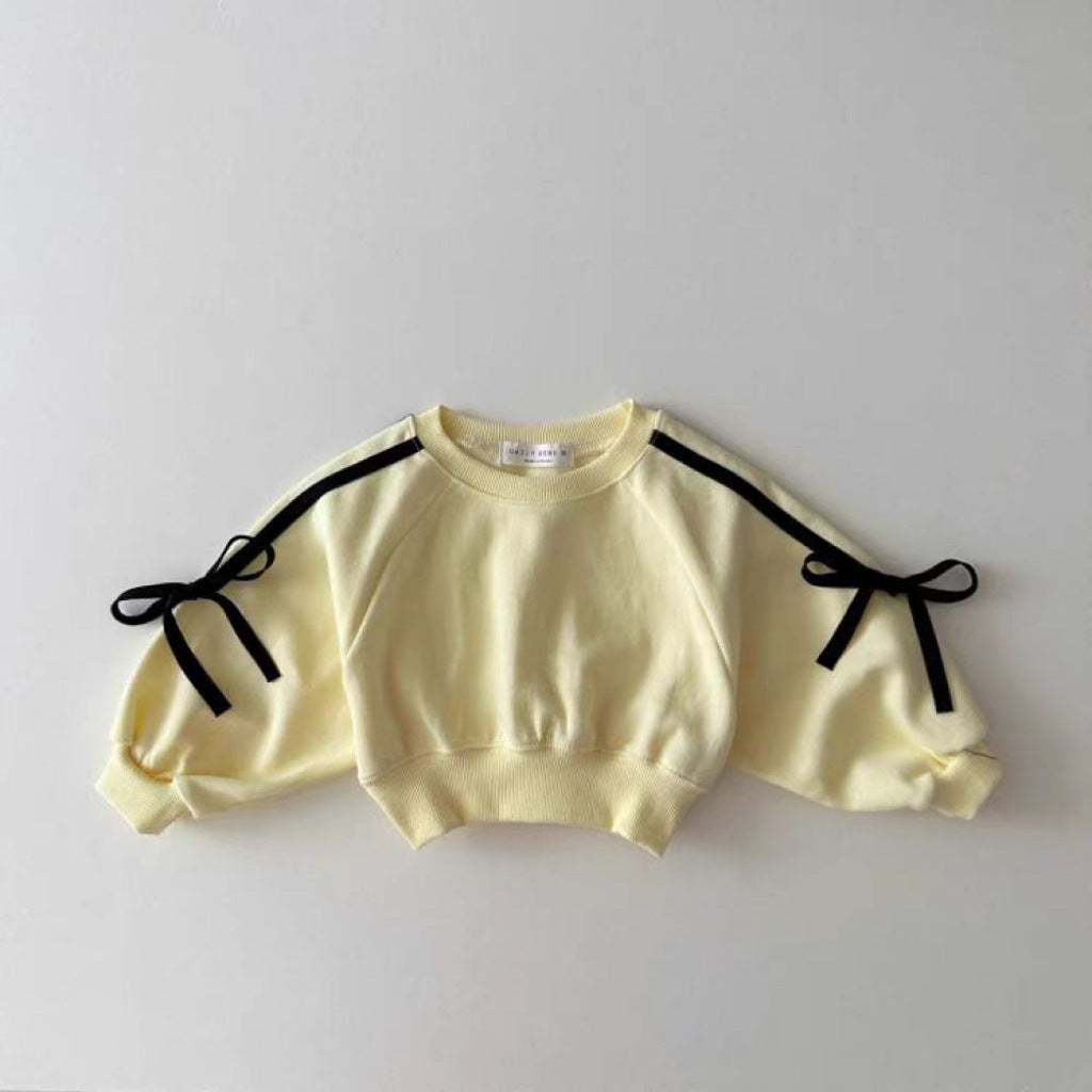 Autumn Baby Kids Girls Casual Bows Tied Pullover And Pants Clothing Set-3