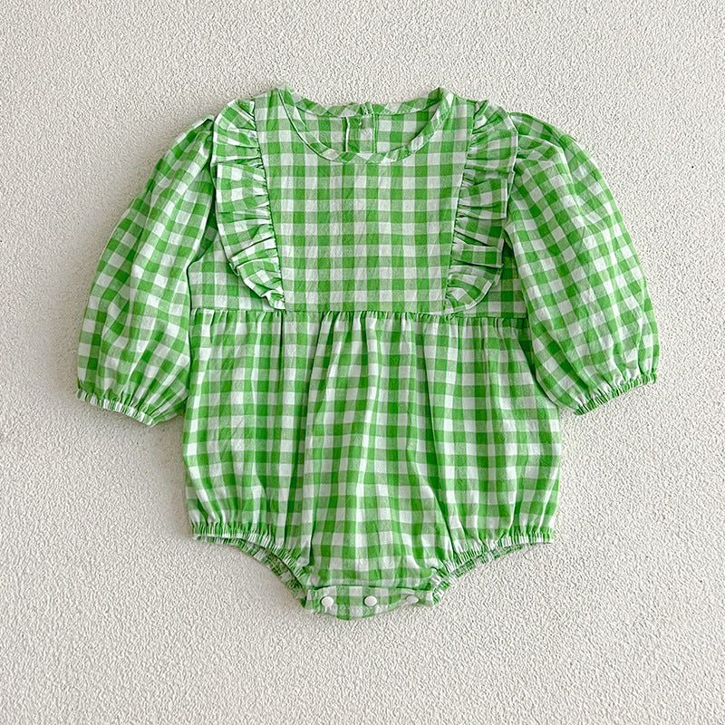 Plaid Pattern Various Style Onesies For Baby Girl-1