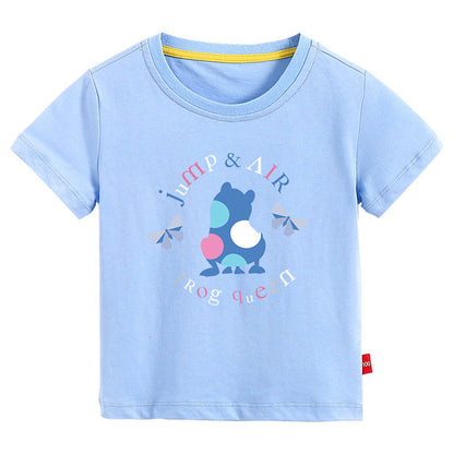 Baby Colorful Frog Print Pattern Short-Sleeved Round Collar Casual T-Shirt In Summer-1