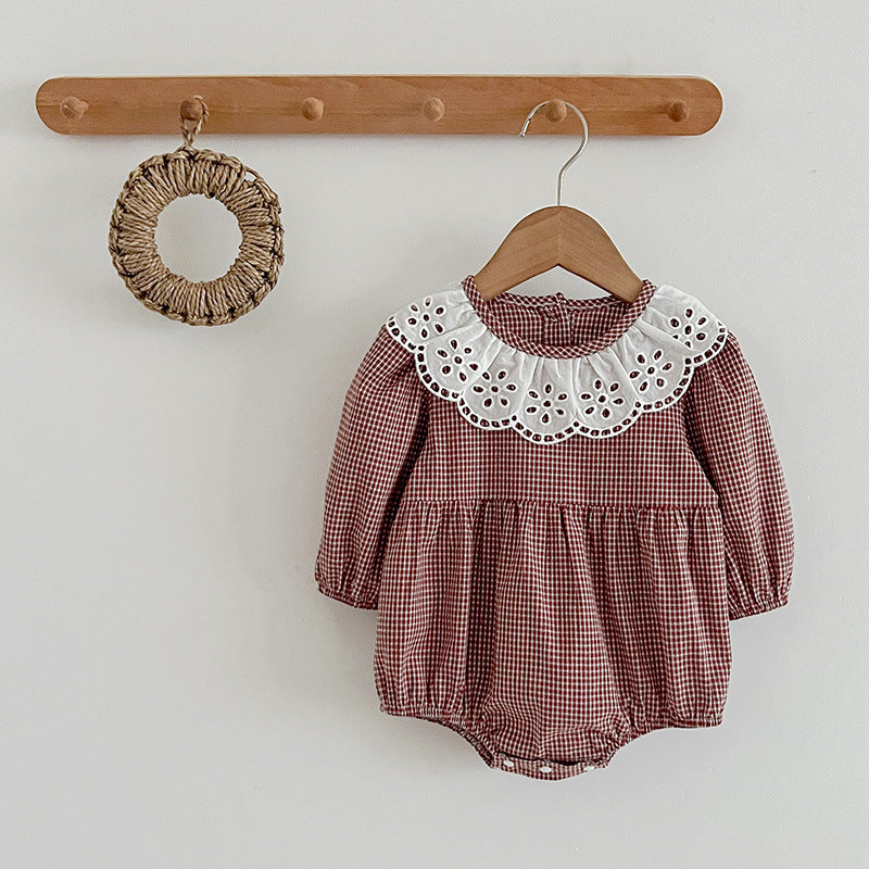 Fashion Lace Collar Long Sleeve Baby Onesies &amp; Girl Dress-2