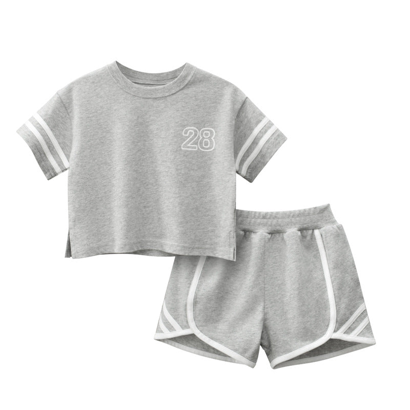 Baby Striped Sleeves Design T-Shirt Combo Shorts Sport Pieces Sets-2