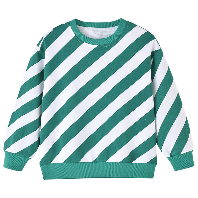 Baby Boy And Girl Striped Pattern Long Sleeve O-Collar Hoodies-2