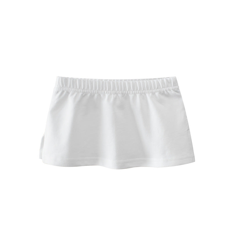 Baby Girl Basic Solid Color Sport Style Bottom Half Skirt With Inner Hem-2