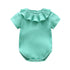 Baby Girl Solid Color Ruffle Design Short Sleeve O-Neck Onesies-2