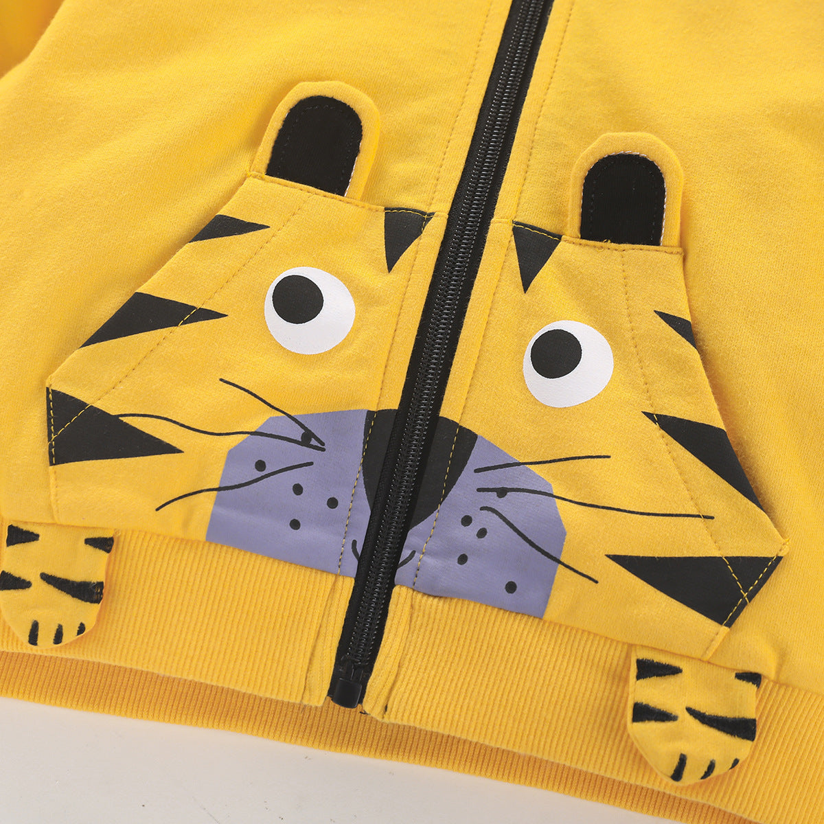 Baby Boy Cartoon Tiger Graphic Zipper Front Design Cotton Coat-2