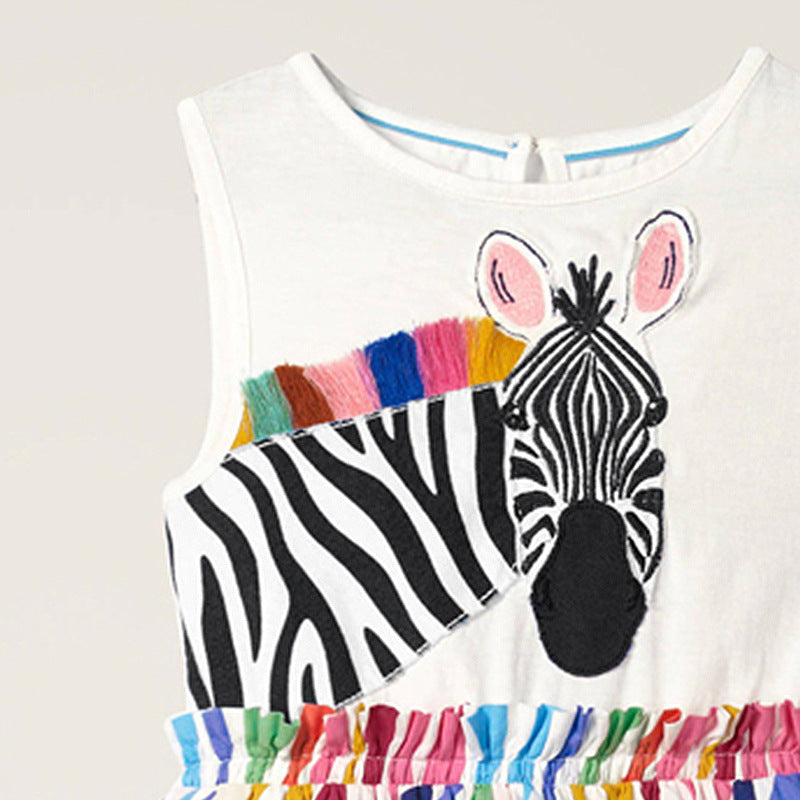 Summer Baby Girls Sleeveless Zebra Design Dress-2