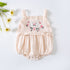 Baby Girl Floral Embroidered Pattern Lace Design Solid Color Sleeveless Onesies In Summer-2