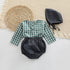 Baby Plaid Graphic Tops And Solid Shorts With Hat 1Pieces Sets-2