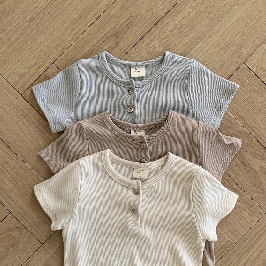 Summer New Arrival Kids Unisex Crew Neck Short Sleeves Thin Solid Color Elastic Top Base T-Shirt-5