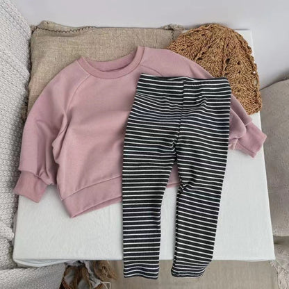 Baby Girl Striped Pattern Elastic Tight Knit Pants-2