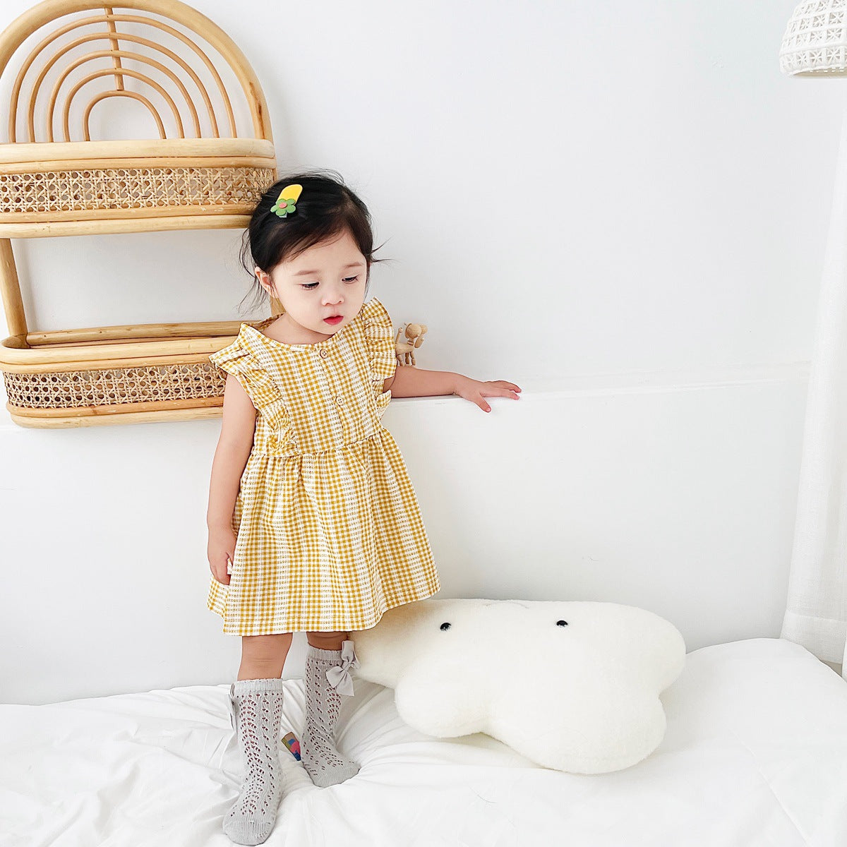 New Arrival Summer Baby Girls Plaid Sleeveless Cotton Dress-6