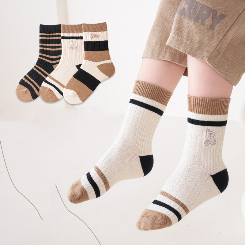 Kids Unisex Embroidery Pattern Comfortable Crew Socks Set-2