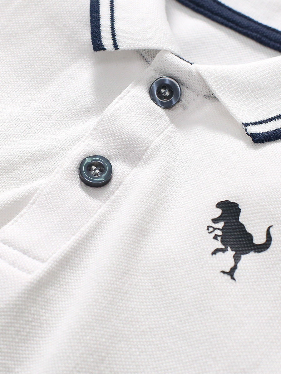 New Arrival Kids Boys Dinosaur Logo Short Sleeves Polo Shirt-2