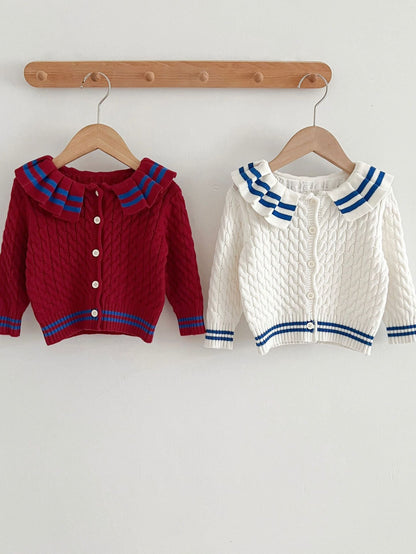 Sailor Style Striped Pattern Single Breasted Cardigan-2