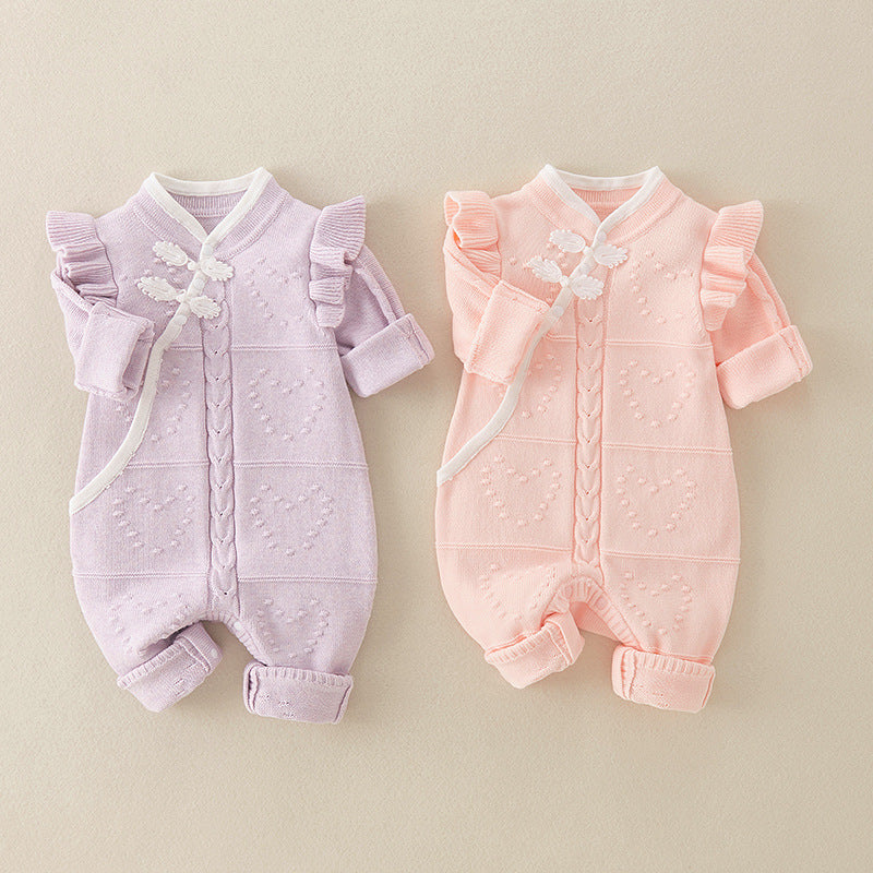 Chinese Style Knitted Rompers For Baby Girl-0