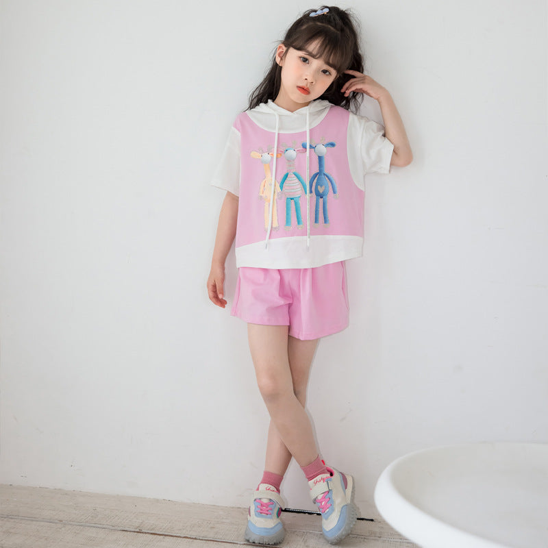 Cute Print Pattern Casual T-Shirt Clothing Sets-2