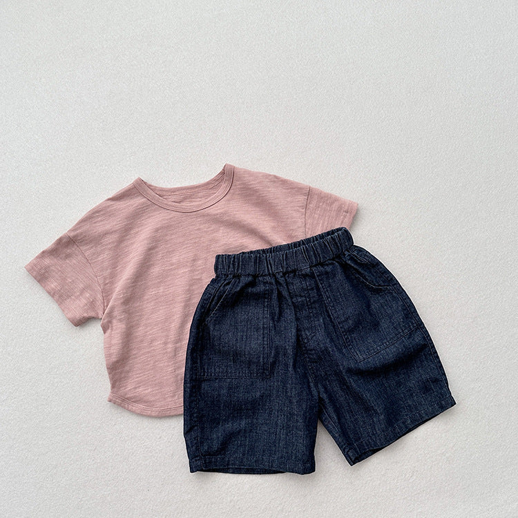 Summer New Arrival Unisex Dark Blue Denim Shorts-1