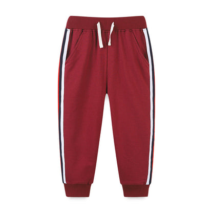 Baby Boy Side Striped Pattern Autumn New Style Sport Trousers-1