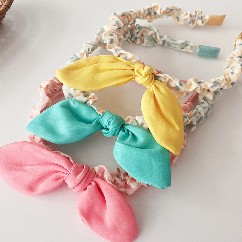 Sweet Girls Candy Color Bow Tie Design Fabric Headband-2