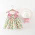 Baby Girl Flower Pattern Bow Patched Design Beautiful Dress-1