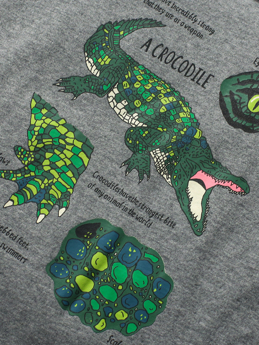 Kids Crocodile Print T-Shirt In European And American Style For Summer-3