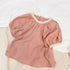 Baby Girls Solid Color Lace Design Puff-Sleeved T-Shirt In Summer-2