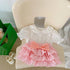 Baby Girl Solid Blouses Plaid Pattern Princess Skirt Sets-2