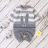 Baby Bunny Embroidery Striped Pattern Contrast Knitted Romper-1