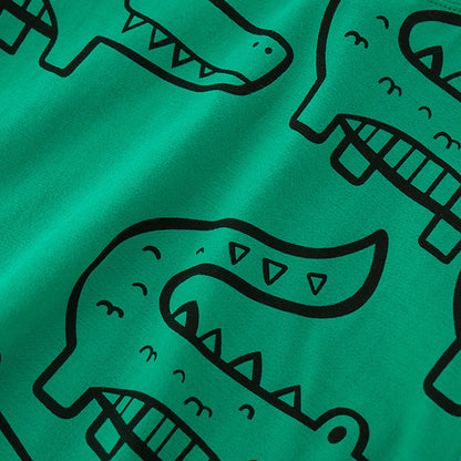 Summer Baby Kids Boys Crocodile Animals Cartoon Print T-Shirt And Black Shorts Clothing Set-2