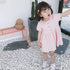 New Arrival Summer Girls Short Sleeves Simple Embroidery Peter Pan Collar Dress-2