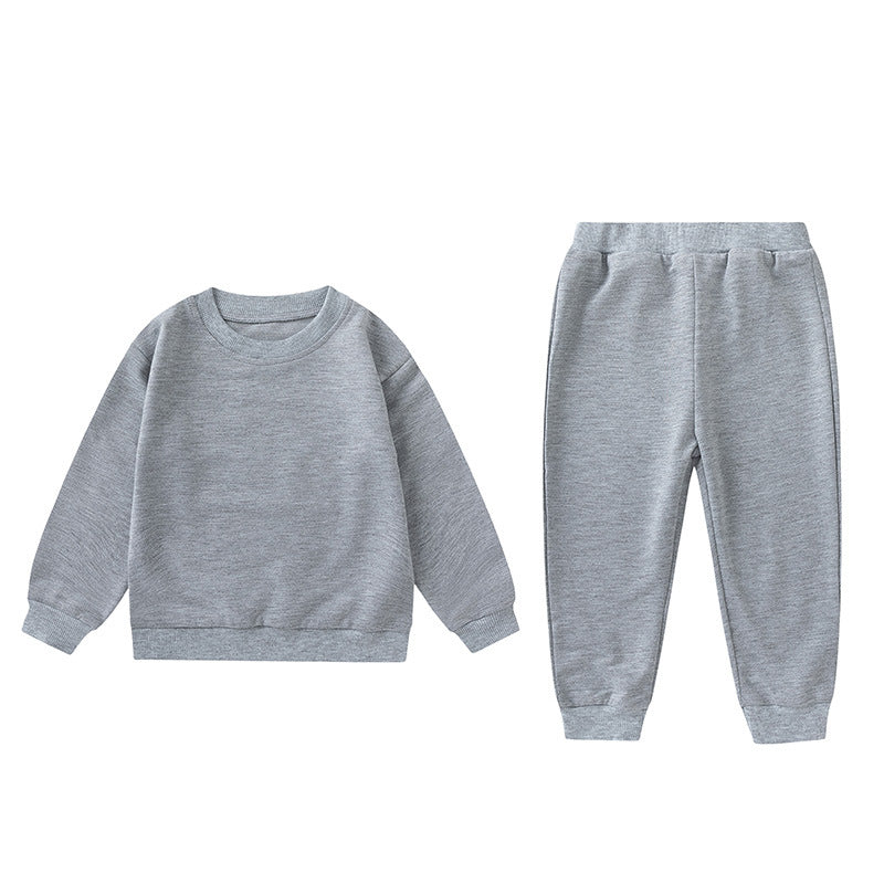 Unisex Baby And Kids Solid Color Pullover Sweatshirt And Pants Casual Sport Clothing Set-3