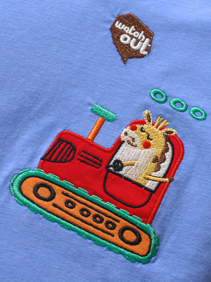 Bulldozer Cartoon Boys’ T-Shirt In European And American Style For Summer-3