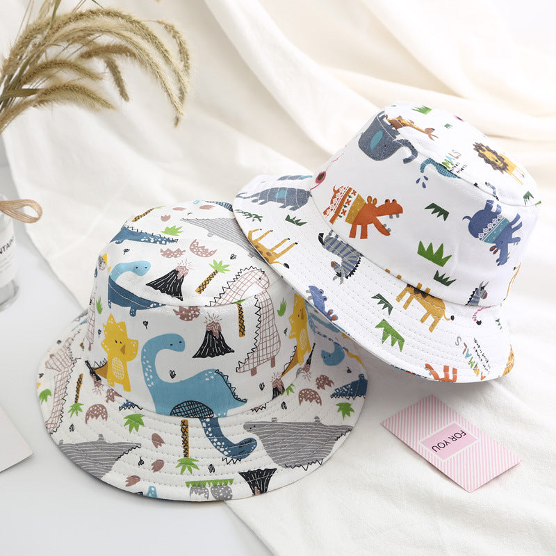 Baby Boy Cartoon Animal &amp; Cactus Pattern Sunshade Bowl Hats-2