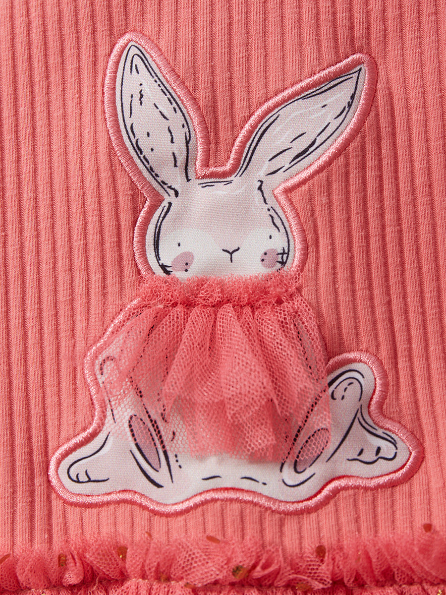 Summer Baby Girls Sleeveless Rabbit Cartoon Chiffon Dress-1