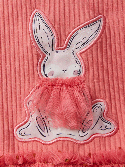 Summer Baby Girls Sleeveless Rabbit Cartoon Chiffon Dress-1