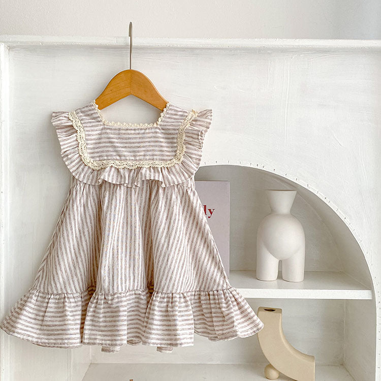 Baby Striped Pattern Sleeveless Princess Dress &amp; Onesies-2