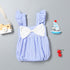 Baby Girl Striped Pattern Ribbon Patchwork Ruffle Cuff Design Sleeveless Onesie-2