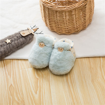 Newborn Baby Solid Color Plush Warm Shoes Outfits In Autumn &amp; Winter-1