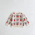 Baby Girl 1pcs Allover Cartoon Bear & Cherry Embroidered Graphic Bodysuit & Cardigan Knitted Sets-2