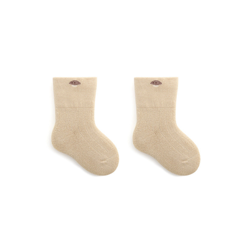 Baby Embroidered Pattern Thickened Warm Mid Tube Socks-2