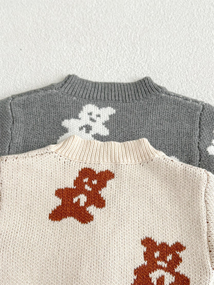 Baby Unisex V-Collars Little Bear Long-Sleeved Cardigan-4