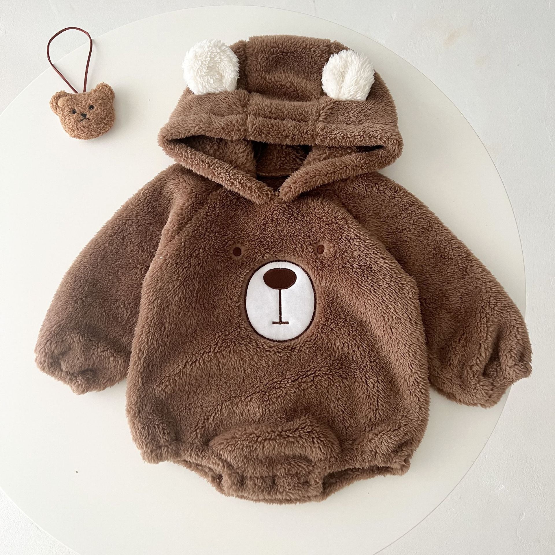 Baby Bear Embroidered Pattern Soft Bodysuits In Autumn-2