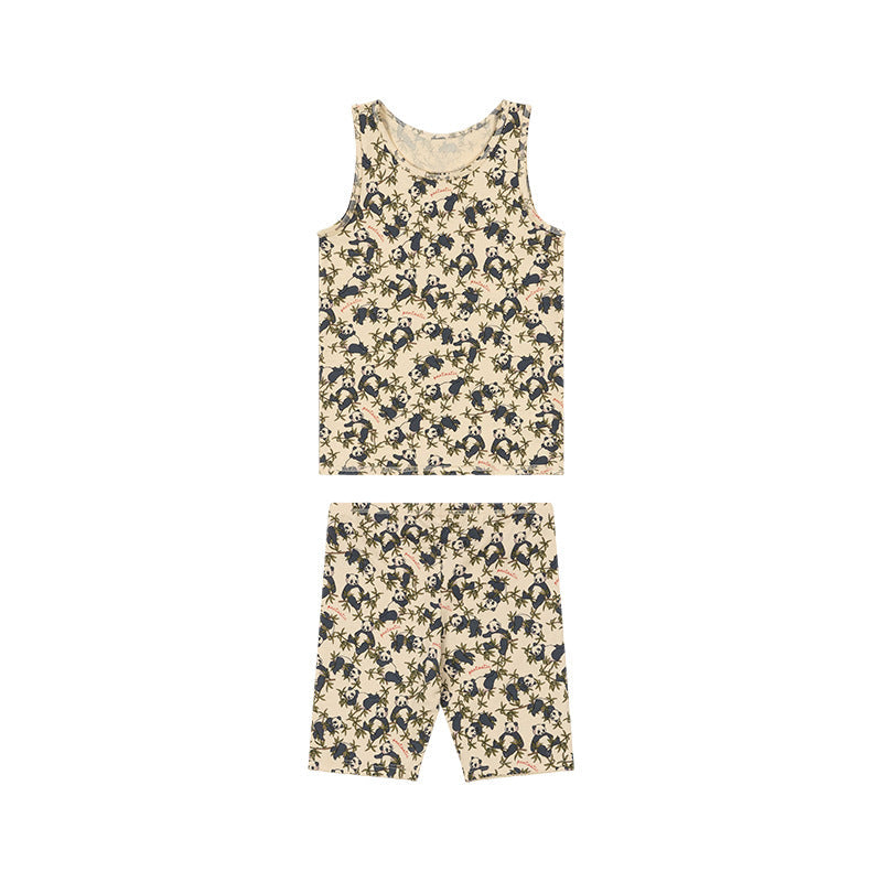 Summer Baby Kids Unisex Animals Print Sleeveless Vest And Shorts Set-2