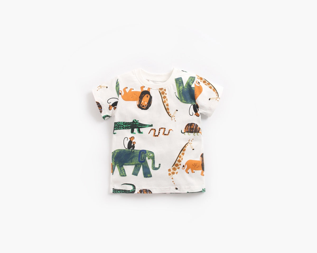 Baby Boy Animal Print Short-Sleeved Top Combo Shorts 2-Pieces Sets In Summer-2