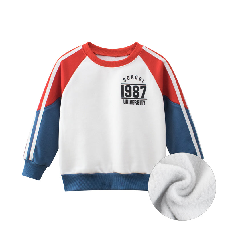 Boys Multi Color Contrast Round Collar Sweatshirt-2