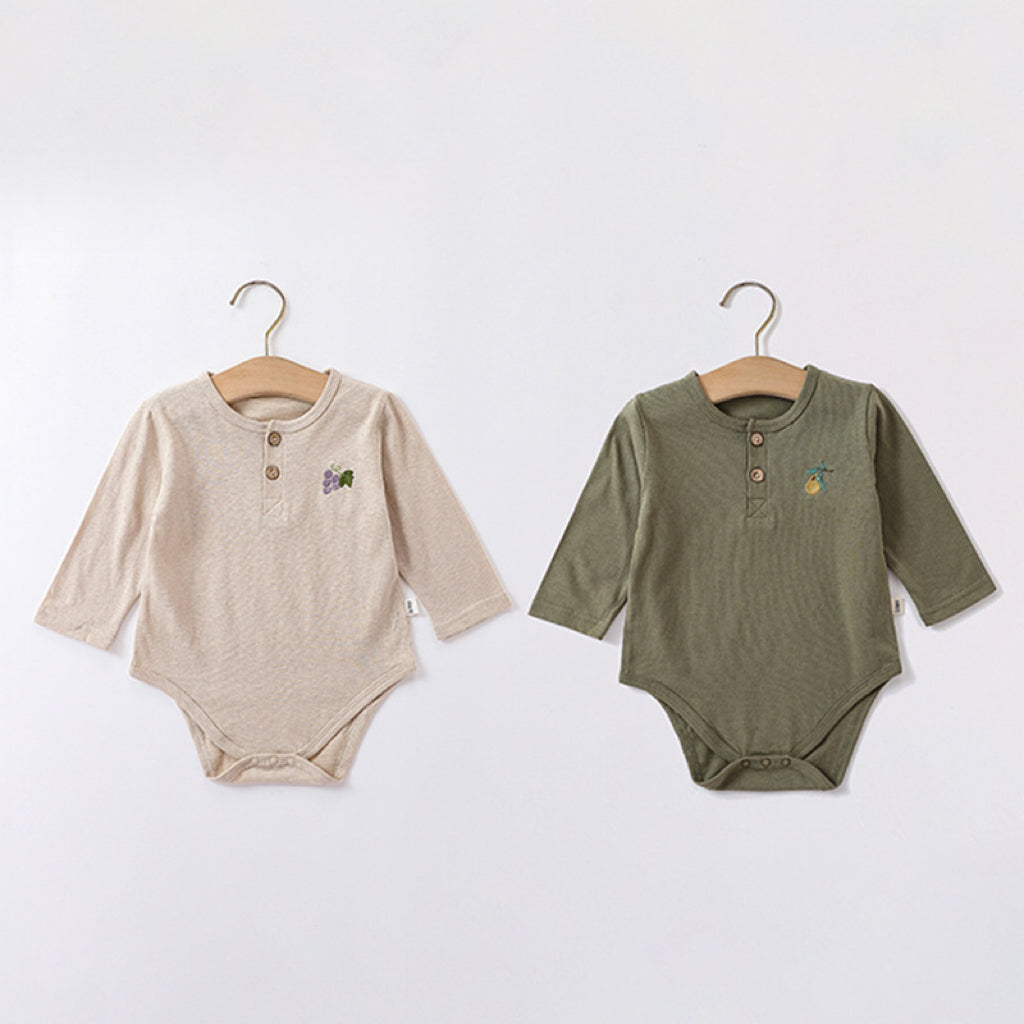 Embroidered Graphic Long Sleeve Onesies-2