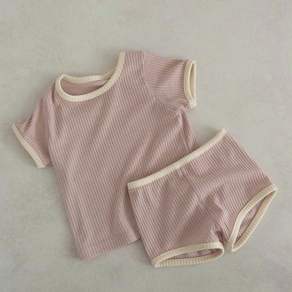 Unisex Solid Color Two Pieces Soft Cotton Clothing Sets-2