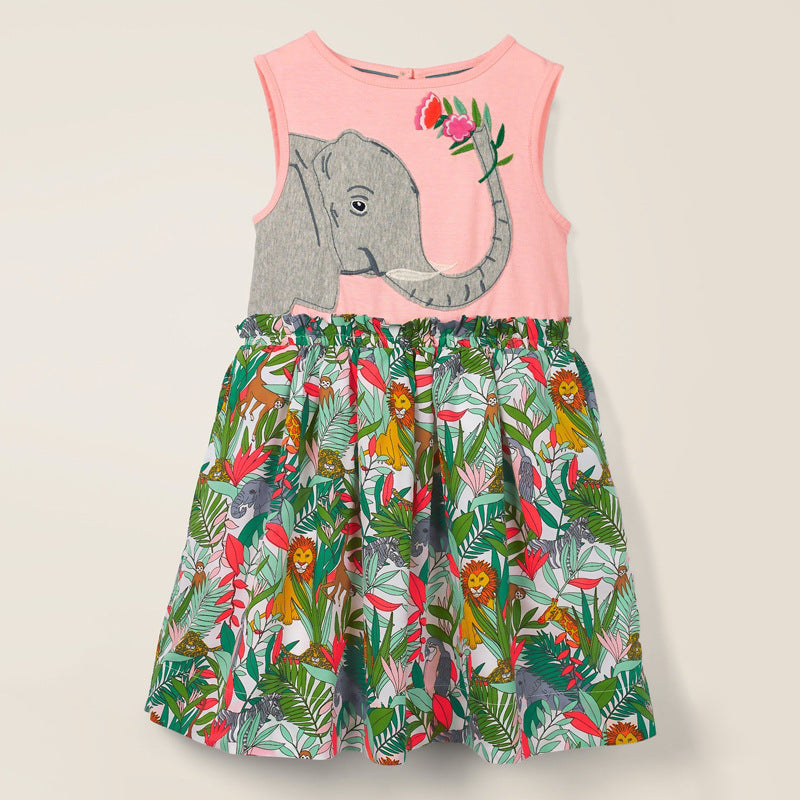 Spring Baby Girls Sleeveless Animals Design Dress-2